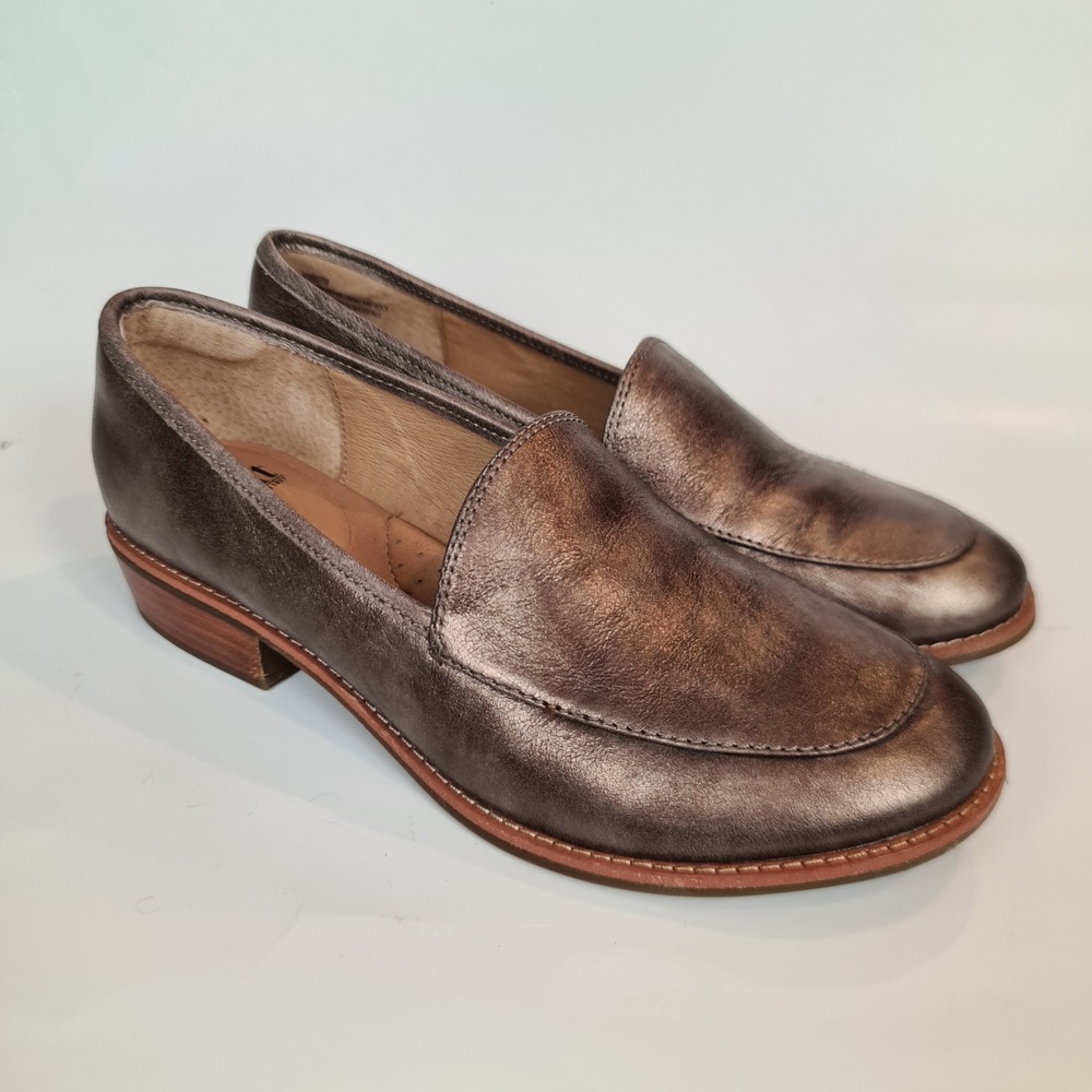 Sofft Napoli Bronze Metallic Leather Loafers Womens‎ 9M Round Toe Slip Shoes